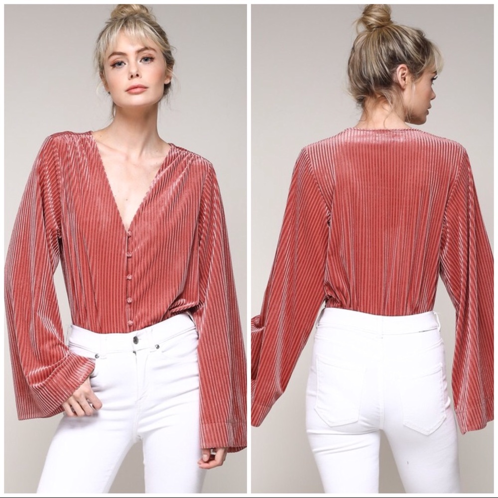 Striped Velvet bodysuit